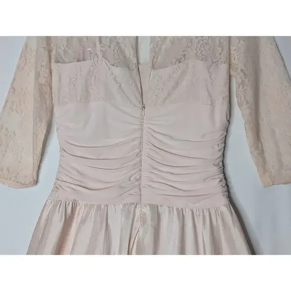 JESSICA HOWARD Midi Ballet Pink Floral Lace Fit and Flare Dress size 10 Wedding - Picture 7 of 9